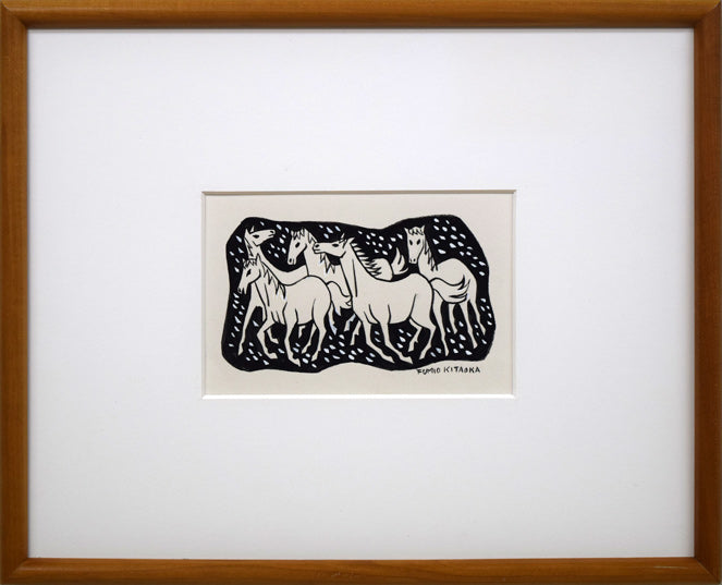 北岡文雄「若駒」肉筆原画作品・ペンスタンドセット　原画作品