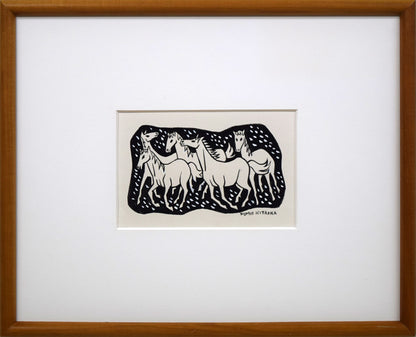 北岡文雄「若駒」肉筆原画作品・ペンスタンドセット　原画作品