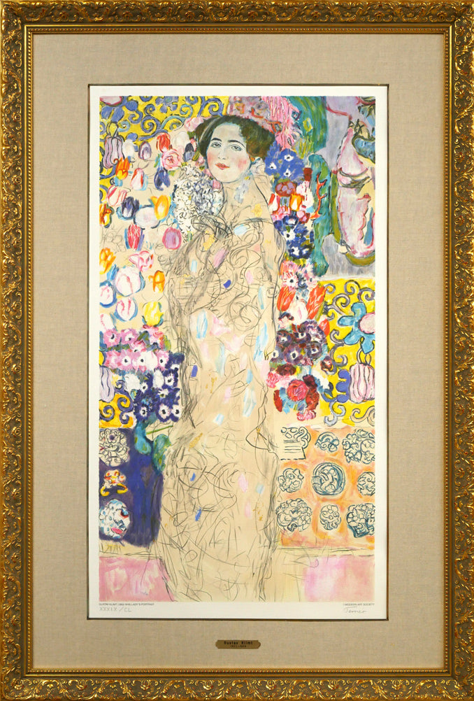 グスタフ　クリムト（Gustav　KLIMT）「LADY’S　PORTRAIT」リトグラフに金箔付き・15号