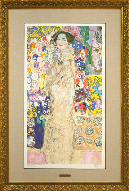 グスタフ　クリムト（Gustav　KLIMT）「LADY’S　PORTRAIT」リトグラフに金箔付き・15号