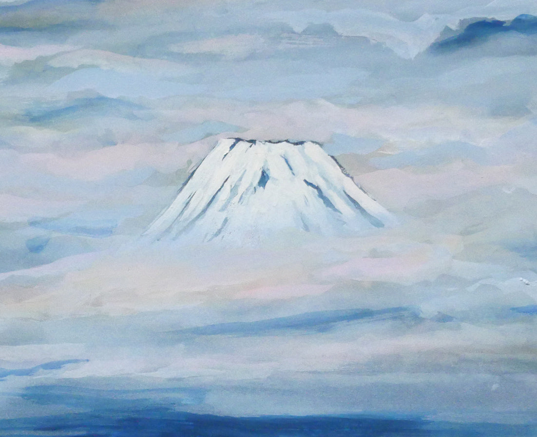 小林恒火子「伊豆獅子浜の朝・富士を見る」日本画・F4号　拡大画像2