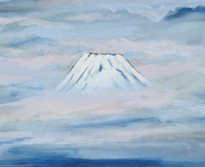 小林恒火子「伊豆獅子浜の朝・富士を見る」日本画・F4号　拡大画像2