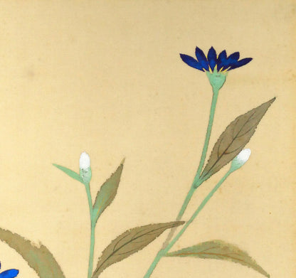 小林古径「草花（共箱）」絹本に彩色　拡大画像2