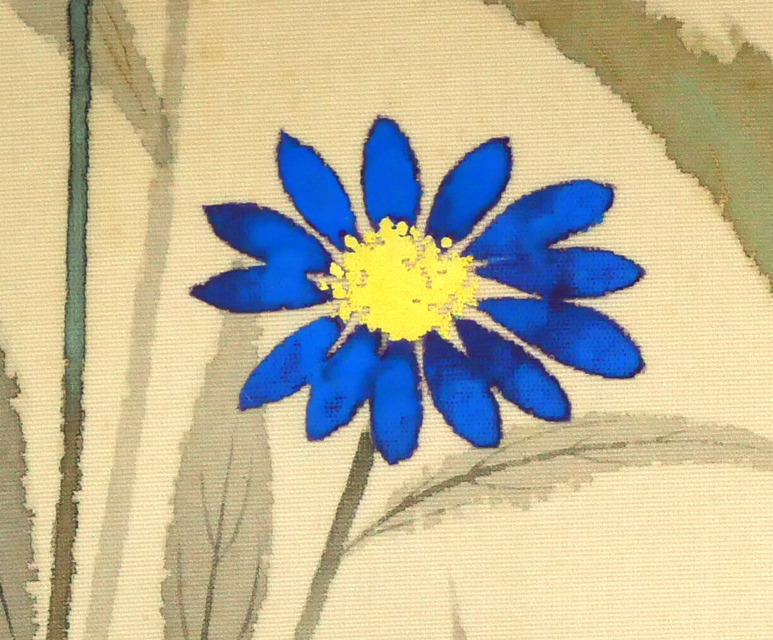 小林古径「草花（共箱）」絹本に彩色　拡大画像5
