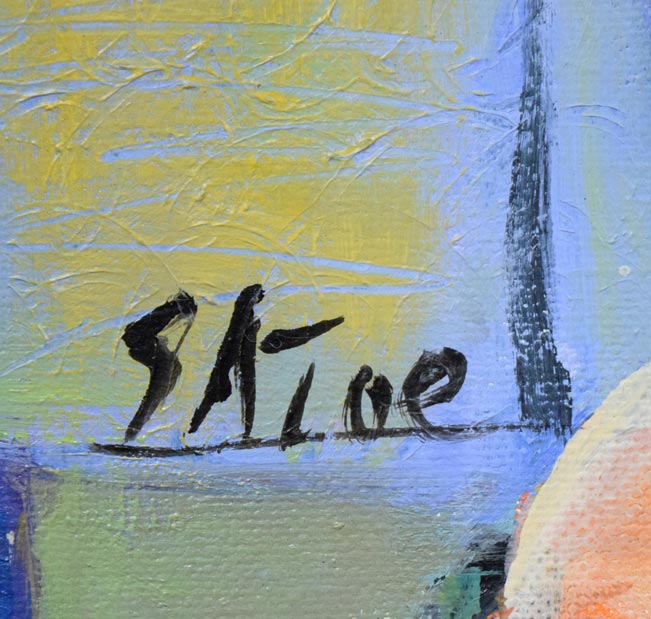 小林さと枝「ひまわり」油絵・F8号　サイン拡大画像