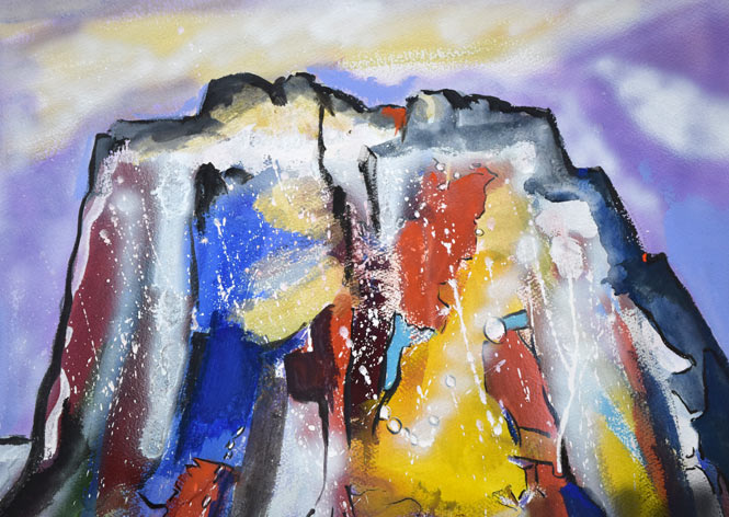 小林さと枝「白雲のある羊蹄山」ガッシュ・P15号　拡大画像1