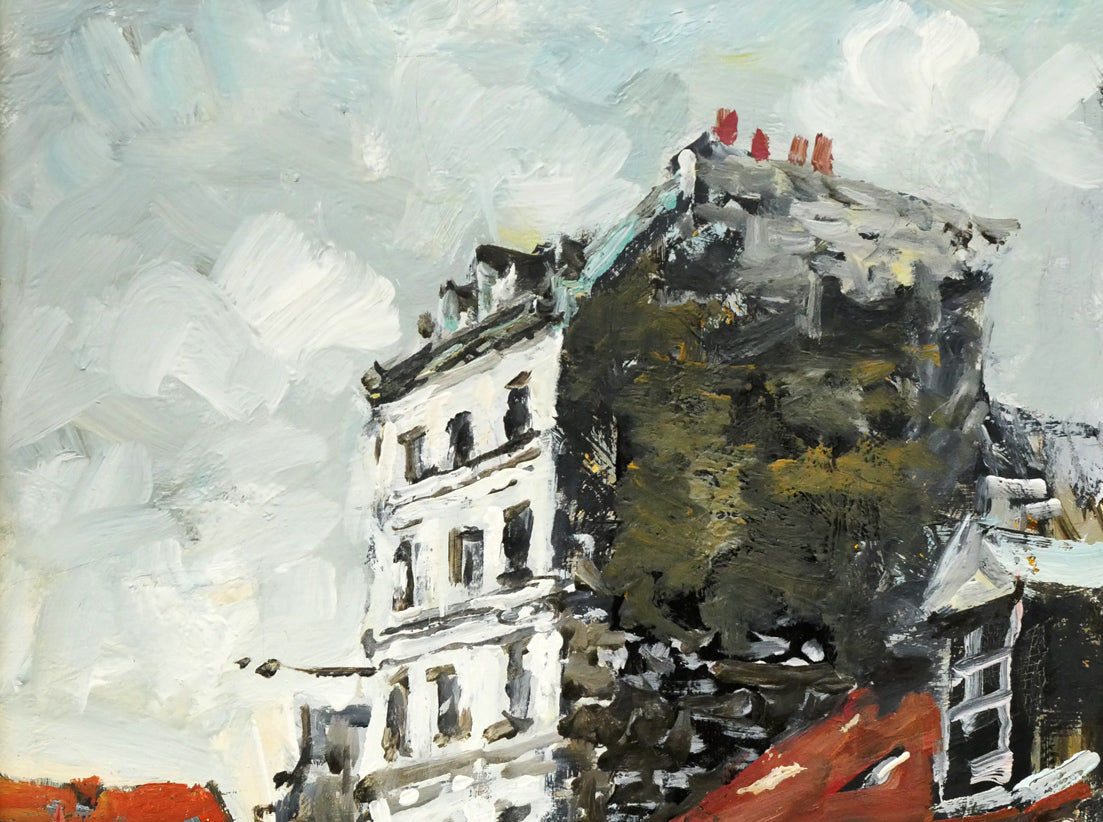 児玉幸雄「アリーグルの朝市（パリ）」油絵・F4号　拡大画像1