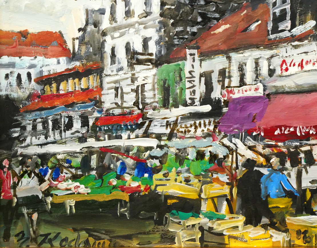 児玉幸雄「アリーグルの朝市（パリ）」油絵・F4号　拡大画像3