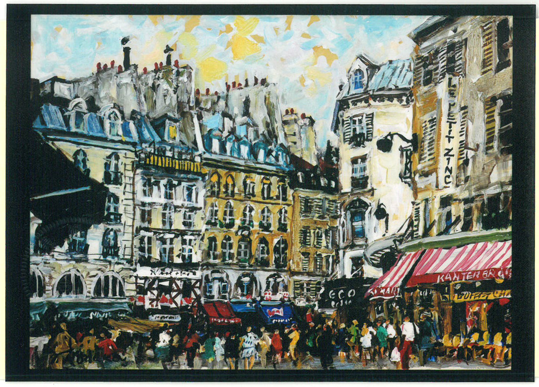 児玉幸雄「セーヌ通りの朝市（パリ）」油絵・F4号　東京美術俱楽部鑑定委員会・鑑定証書（裏）