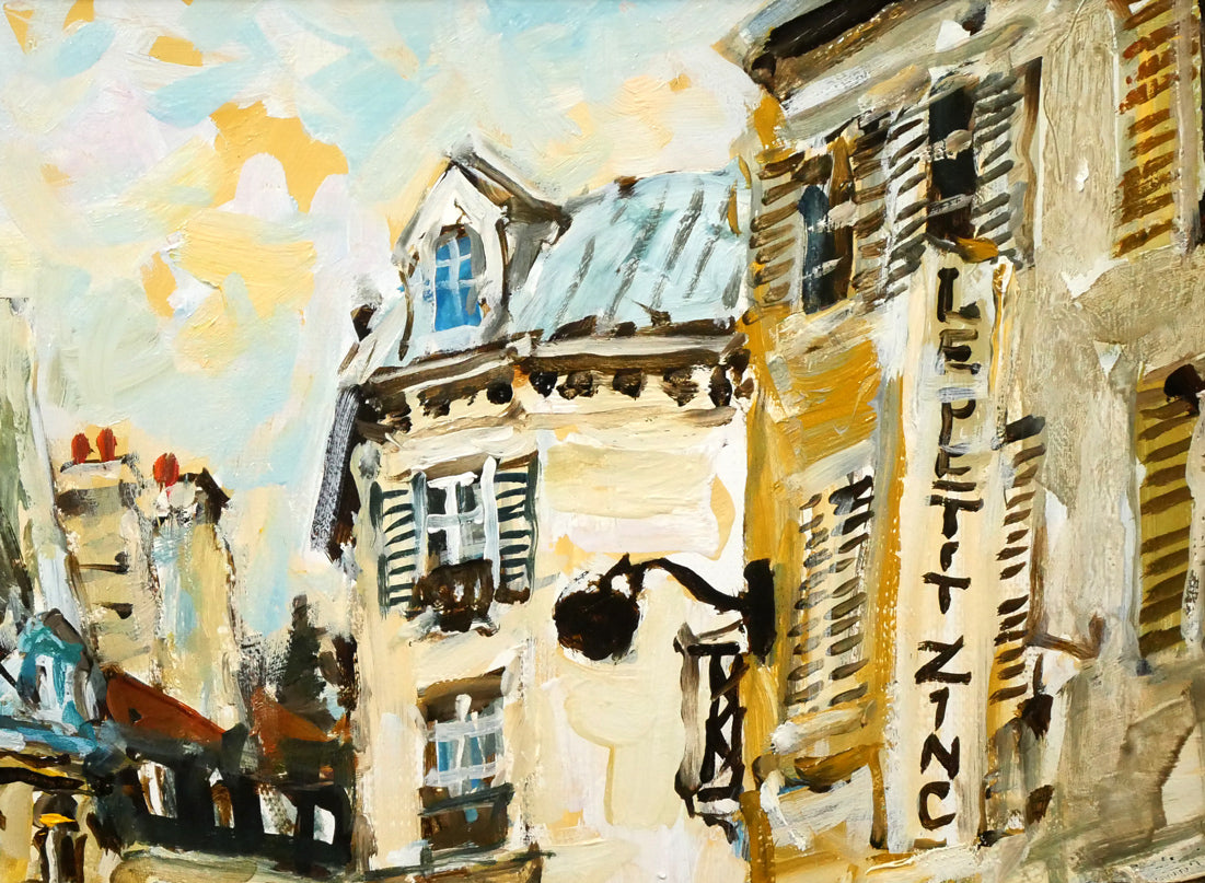 児玉幸雄「セーヌ通りの朝市（パリ）」油絵・F4号　拡大画像2