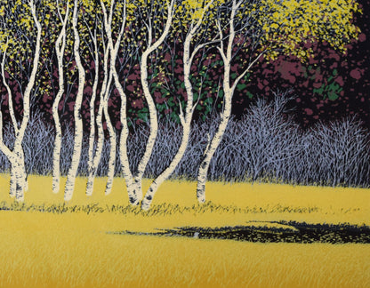 小暮真望「拠水林の四季（秋）」シルクスクリーン版画　拡大画像4