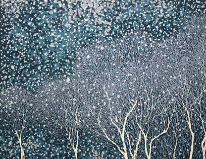 小暮真望「拠水林の四季（冬）」シルクスクリーン版画　拡大画像1
