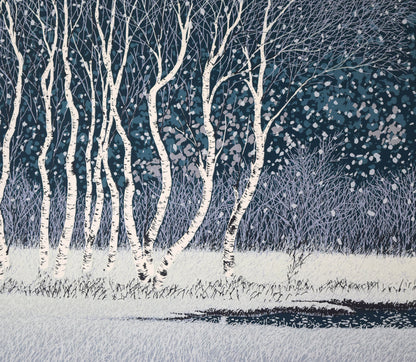 小暮真望「拠水林の四季（冬）」シルクスクリーン版画　拡大画像4