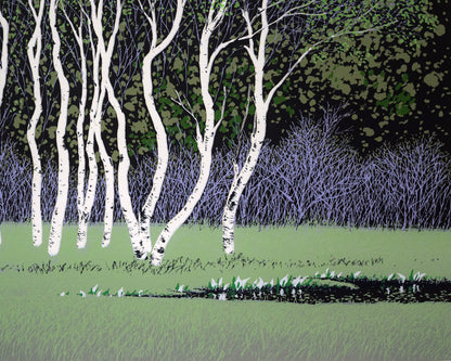 小暮真望「拠水林の四季（春）」シルクスクリーン版画　拡大画像4