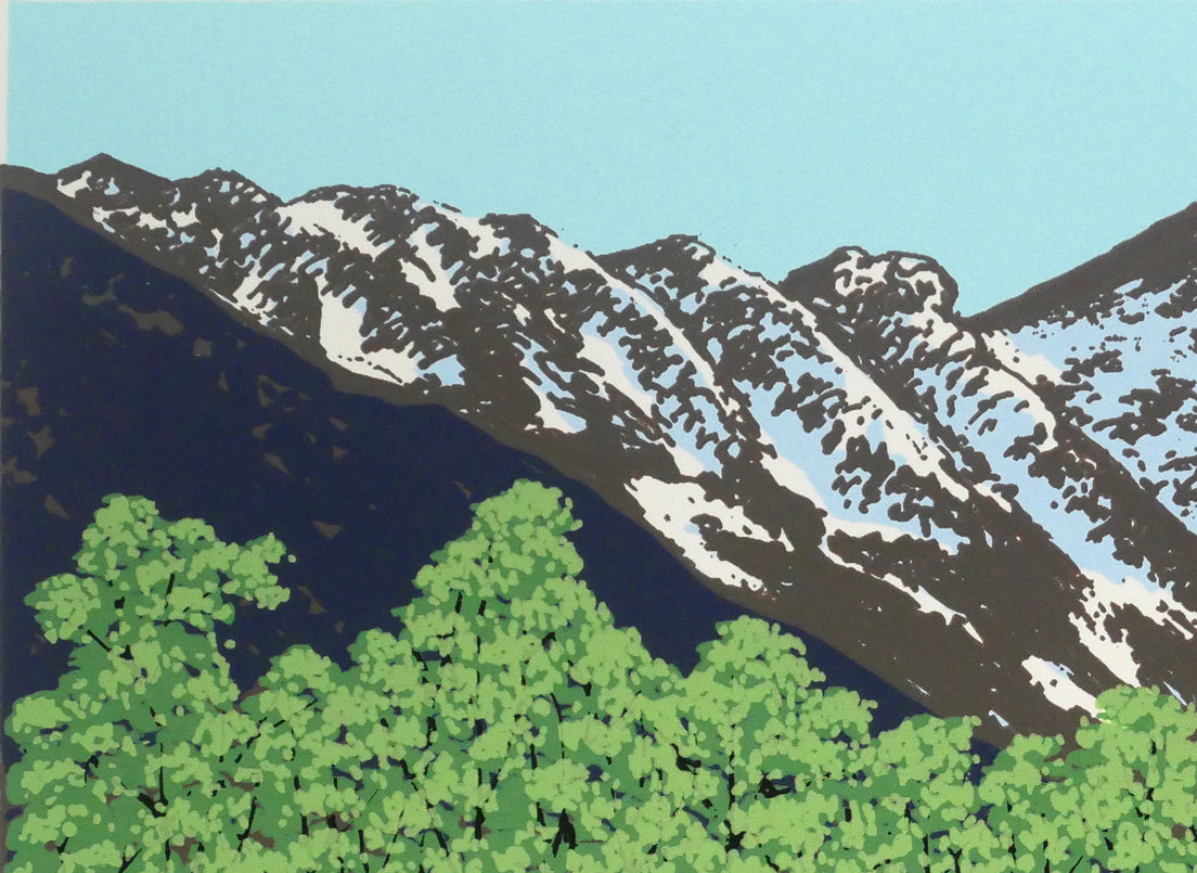 小暮真望「芽吹きと穂高」シルクスクリーン版画　拡大画像1