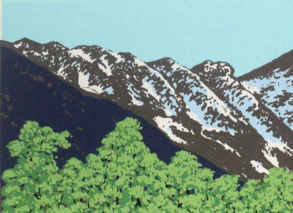 小暮真望「芽吹きと穂高」シルクスクリーン版画　拡大画像1