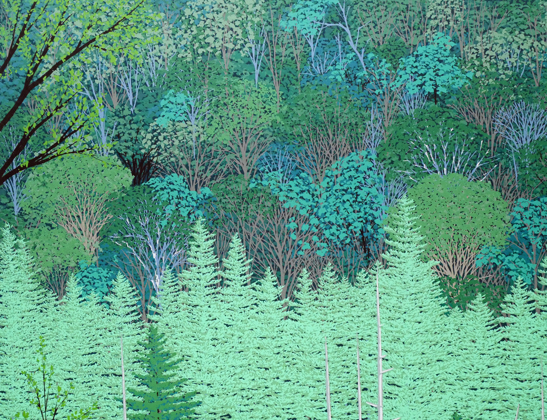 小暮真望「静翠（長野県　上高地　田代池）」シルクスクリーン版画・30号　拡大画像1