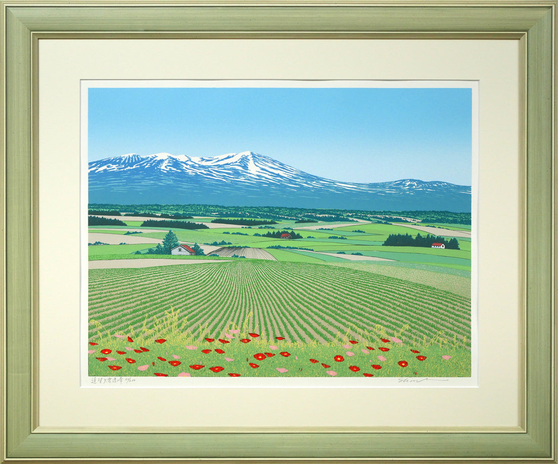 遠藤ミマン「三角点と馬」油絵・F4号