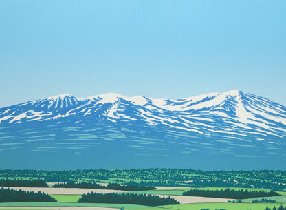 小暮真望「遙望大雪連峰」シルクスクリーン版画・12号　拡大画像1