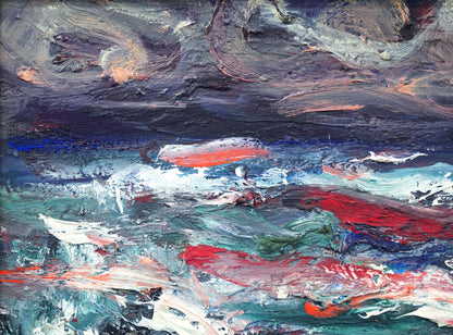 小泉清「波（海）」油絵・P10号　拡大画像1