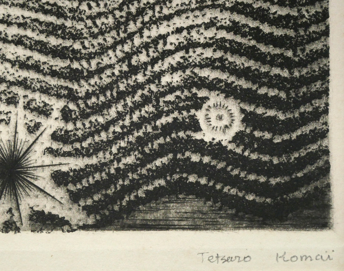 駒井哲郎「海底の祭」メゾチント、ソフトグランド・エッチング（銅版画）　本人直筆鉛筆サイン