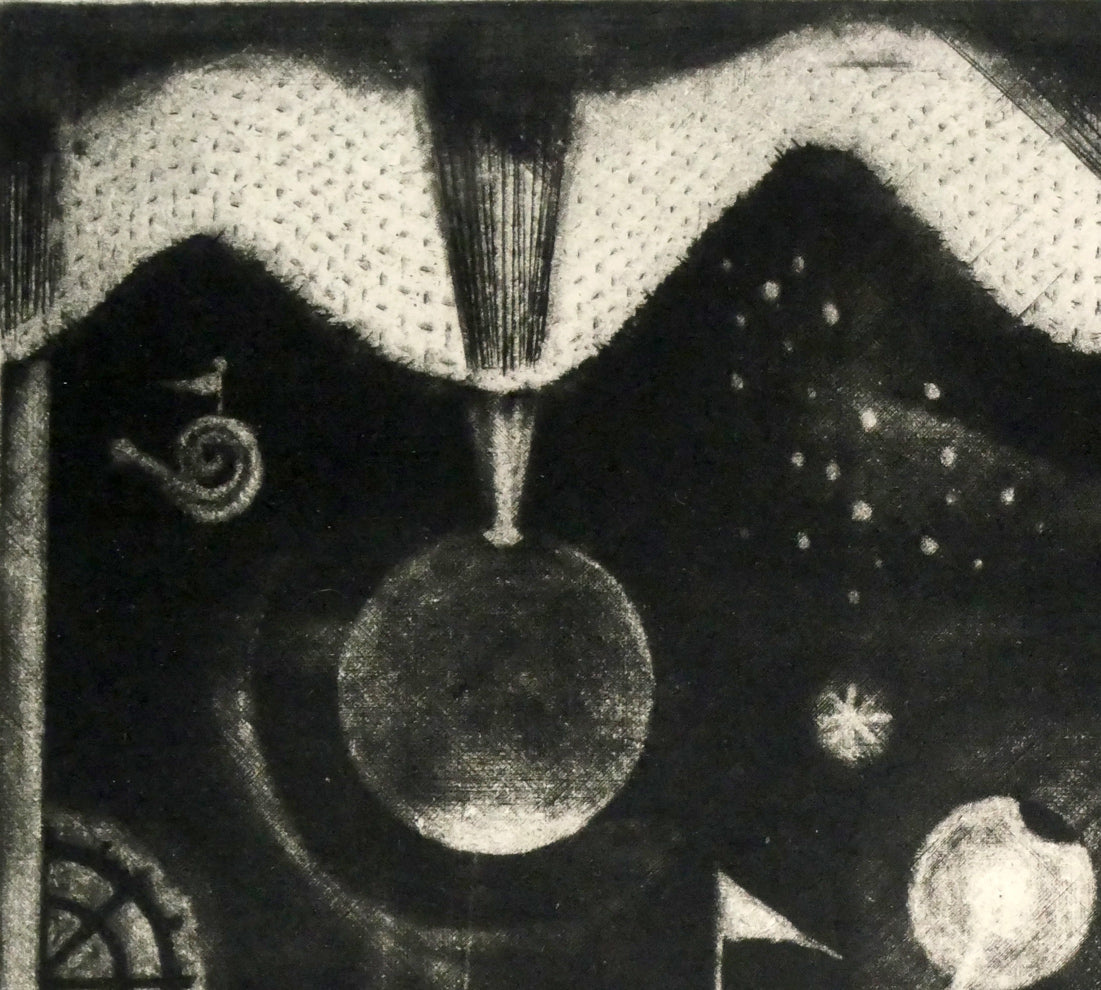 駒井哲郎「海底の祭」メゾチント、ソフトグランド・エッチング（銅版画）　拡大画像1