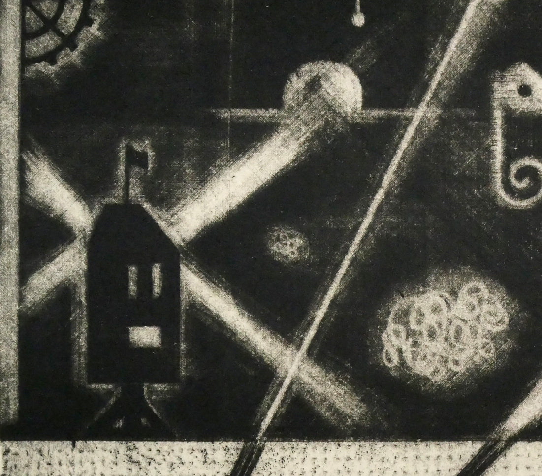 駒井哲郎「海底の祭」メゾチント、ソフトグランド・エッチング（銅版画）　拡大画像3