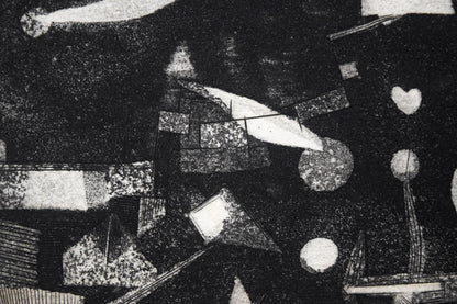 駒井哲郎「芽生え」アクアチント・ビュラン（銅版画）　拡大画像1