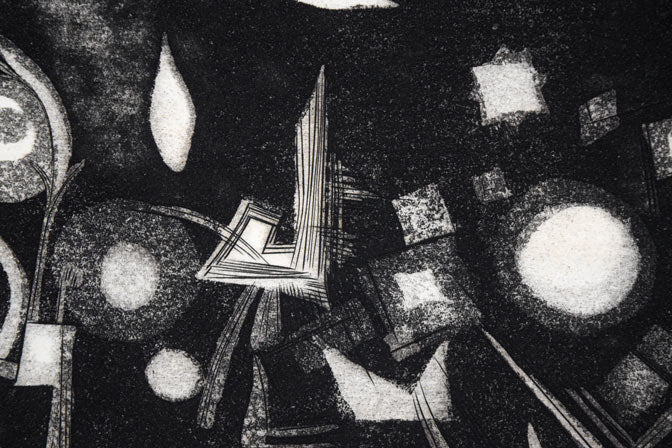 駒井哲郎「芽生え」アクアチント・ビュラン（銅版画）　拡大画像3