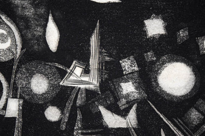 駒井哲郎「芽生え」アクアチント・ビュラン（銅版画）　拡大画像3