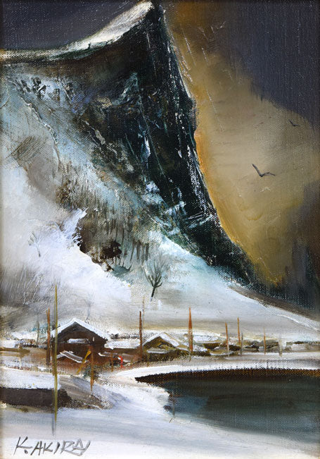 小松明「崖」油絵・SM　作品全体拡大画像