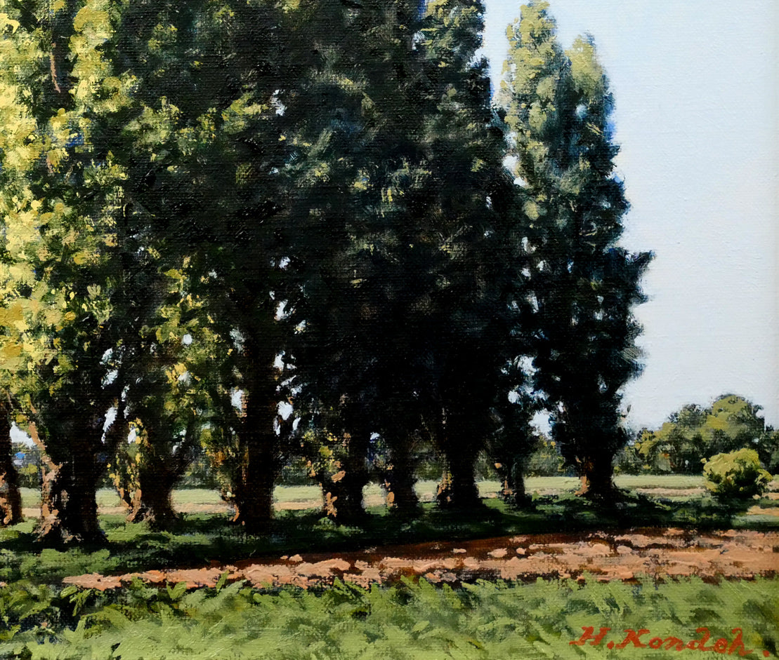 近藤博史「ポプラ並木（北海道大学）」油絵・F8号 絵画買取・販売の