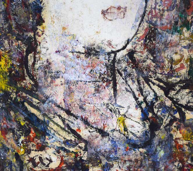 孔柏基（KONG　Baiji）「王女」パネルに貼付した紙に油彩・F6号　拡大画像6