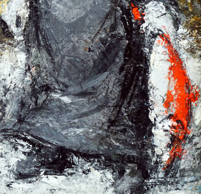 工藤和男「赤い魚と漁婦」油絵・F0号　拡大画像4