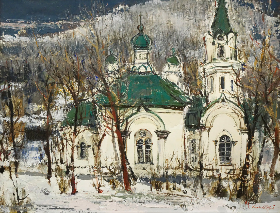 熊谷善正「ハリストス正教会（函館）」油絵・F6号 絵画買取・販売の