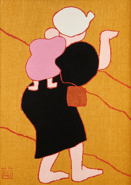 熊谷守一「種まき」木版画　作品全体画像