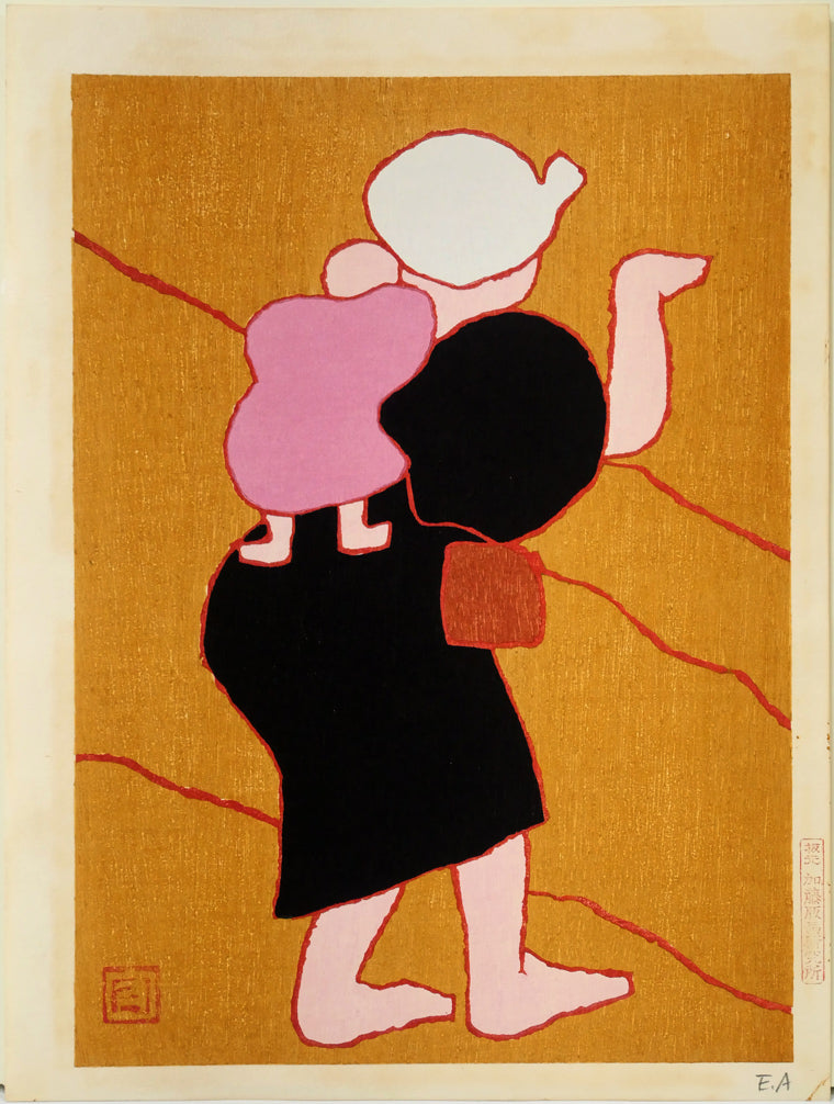 熊谷守一「種まき」木版画　作品シート全体画像