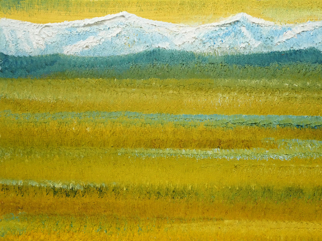 国井澄「扇ヶ原展望」油絵・F4号 絵画買取・販売の小竹美術
