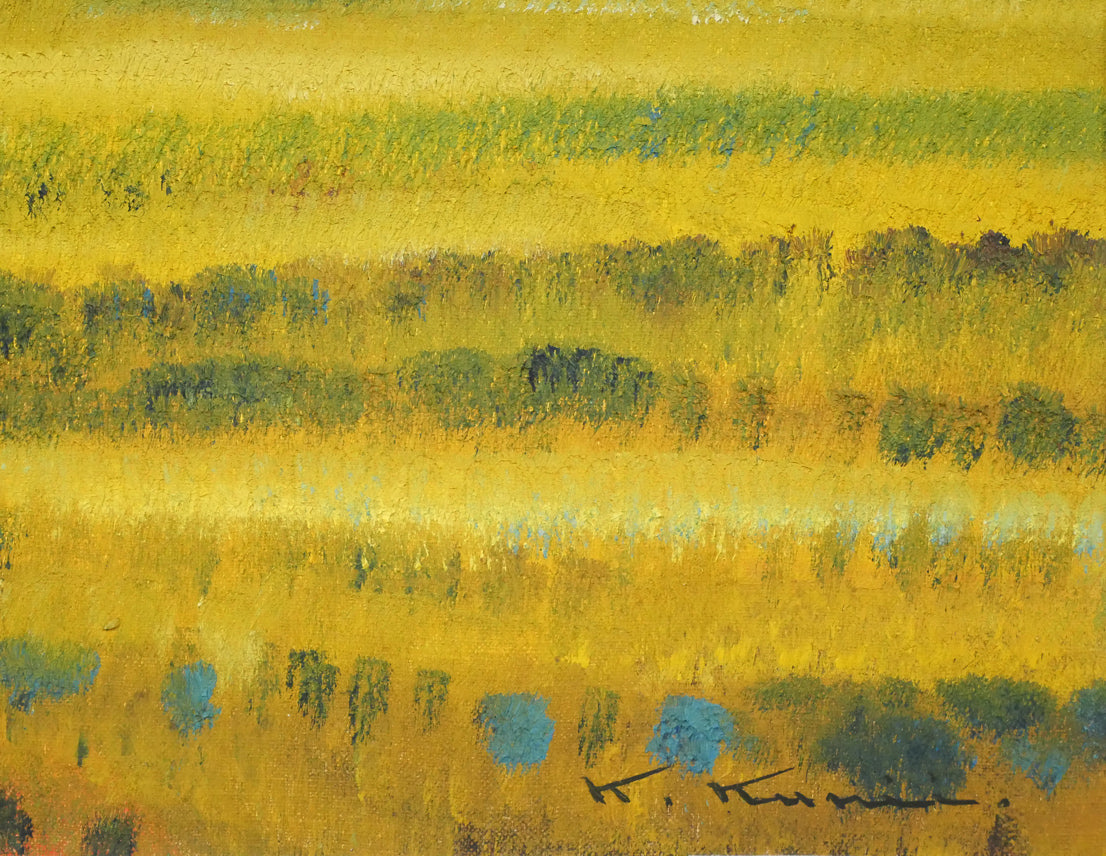 国井澄「扇ヶ原展望」油絵・F4号 絵画買取・販売の小竹美術
