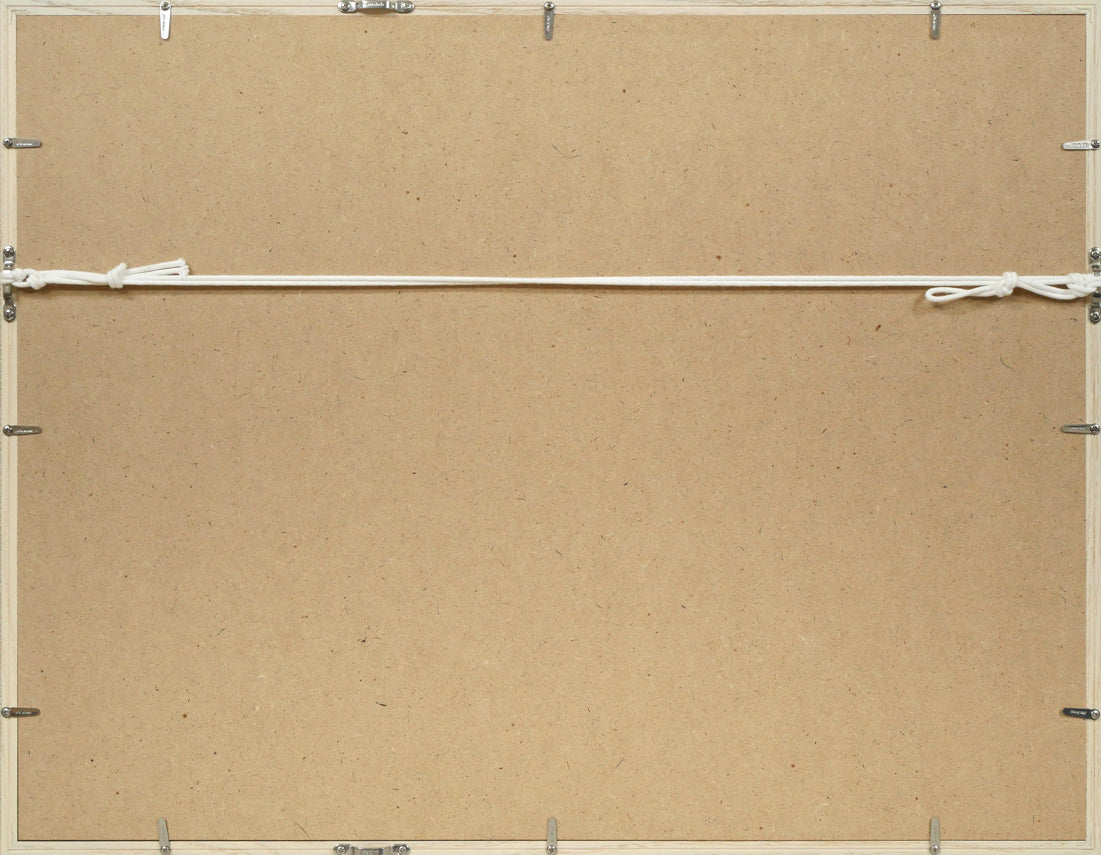 国松登「北大第二農場・種牛舎」水彩画・4号　額縁裏側画像