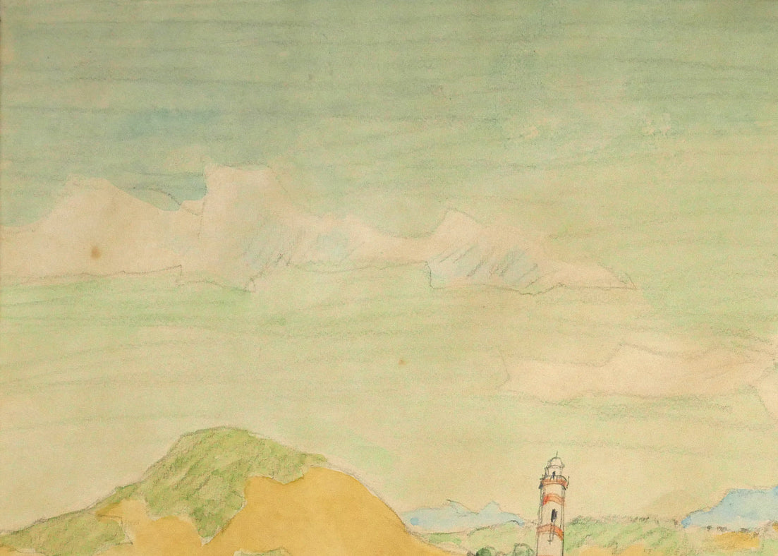 国松登「石狩にて」水彩画　拡大画像1
