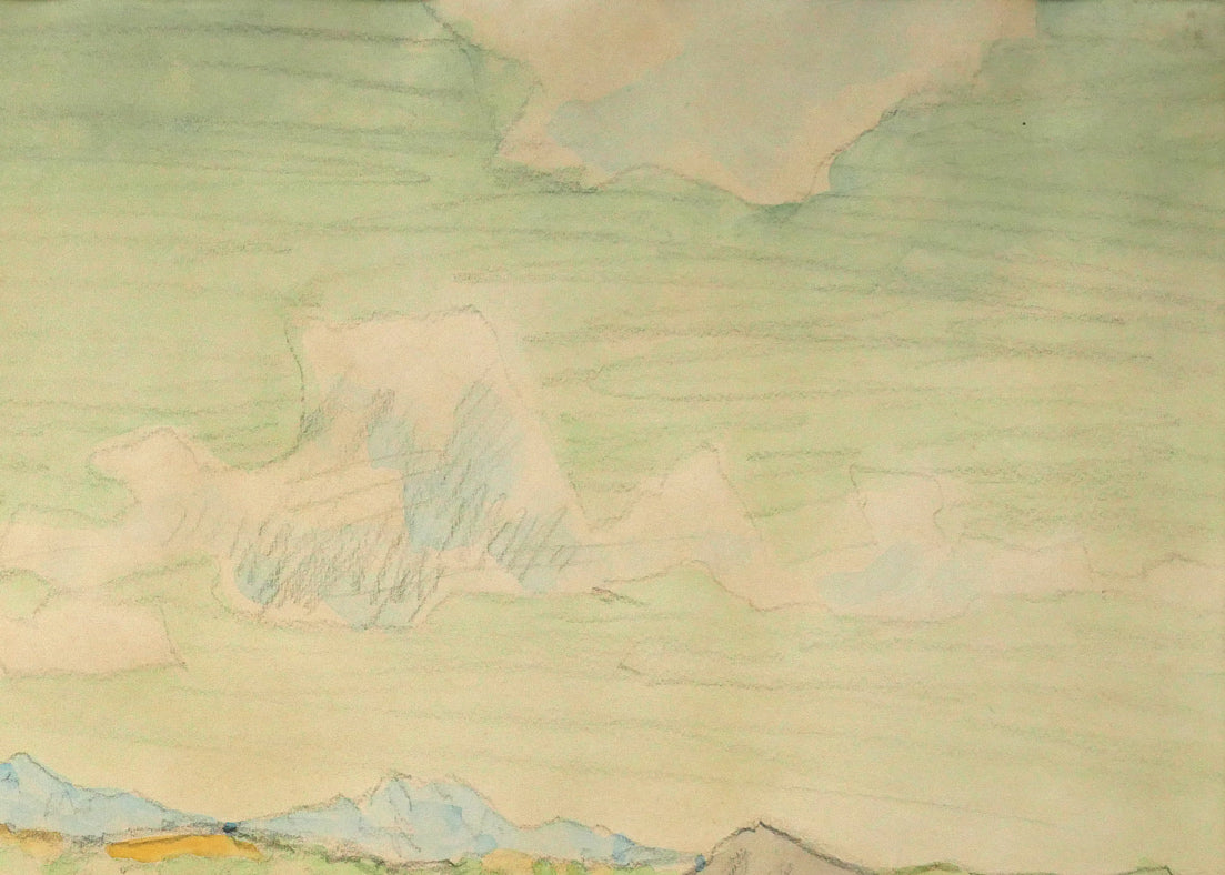 国松登「石狩にて」水彩画　拡大画像2