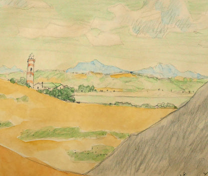 国松登「石狩にて」水彩画　拡大画像5