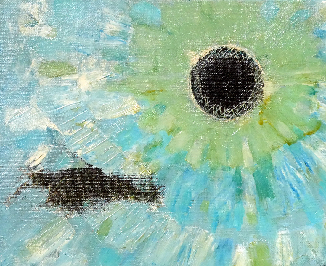 国松登「病める太陽　えぞ地」油絵・F8号　拡大画像1