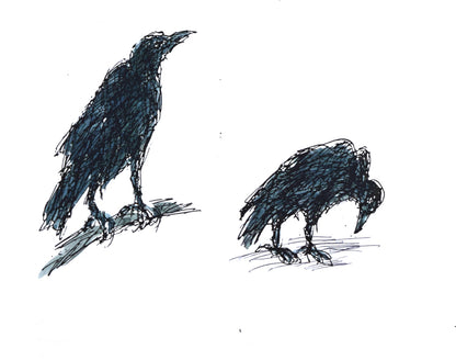 国松登「鳥の図」水彩画　拡大画像3