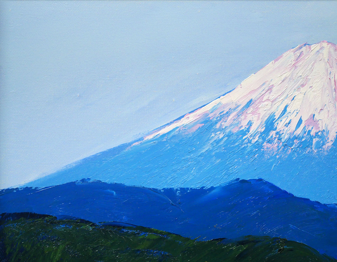 国立秀雄「清水港（富士山）」油絵・F6号　拡大画像1
