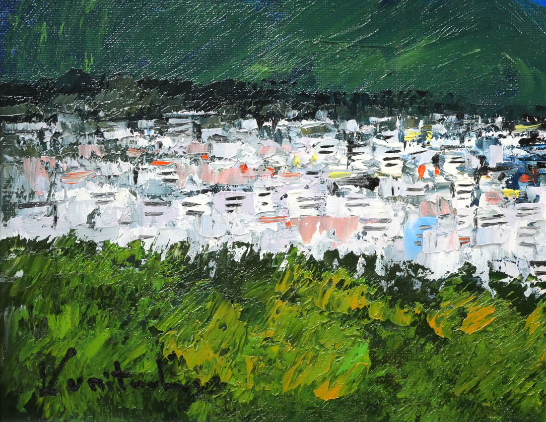 国立秀雄「清水港（富士山）」油絵・F6号　拡大画像4