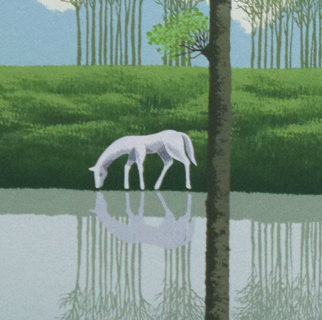 国武久巳「深緑の湖」シルクスクリーン版画　拡大画像3