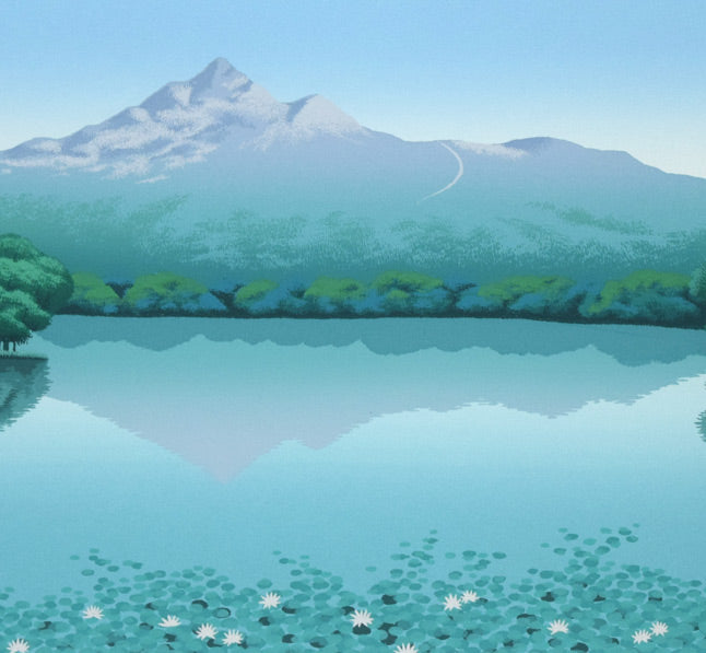国武久巳「駒ヶ岳と小沼湖」シルクスクリーン版画　拡大画像2