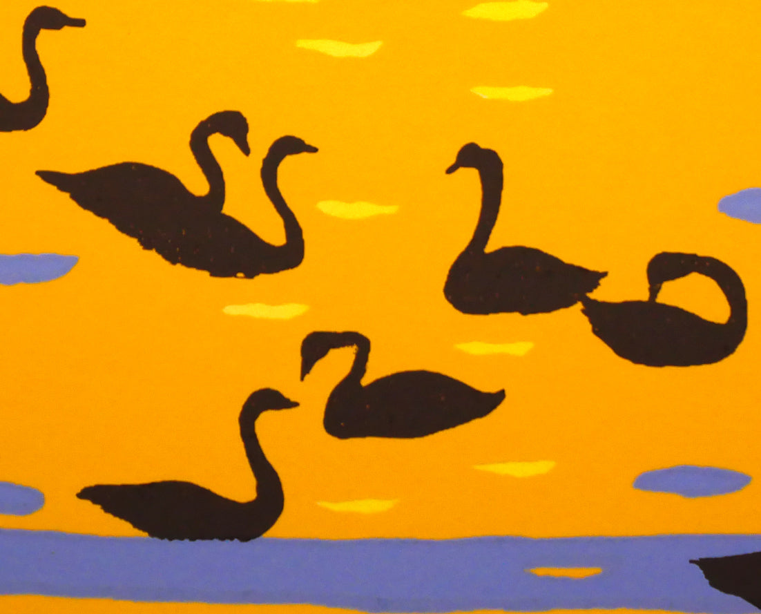栗谷川健一「白鳥公園（涛沸湖）」シルクスクリーン版画　拡大画像4